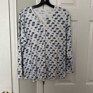 Roller Rabbit Moby Whale Pajama Top size Large
